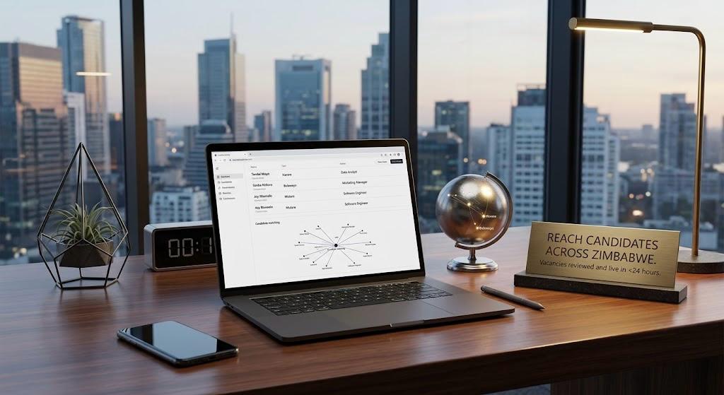 Recruiting workspace prepared to reach candidates across Zimbabwe
